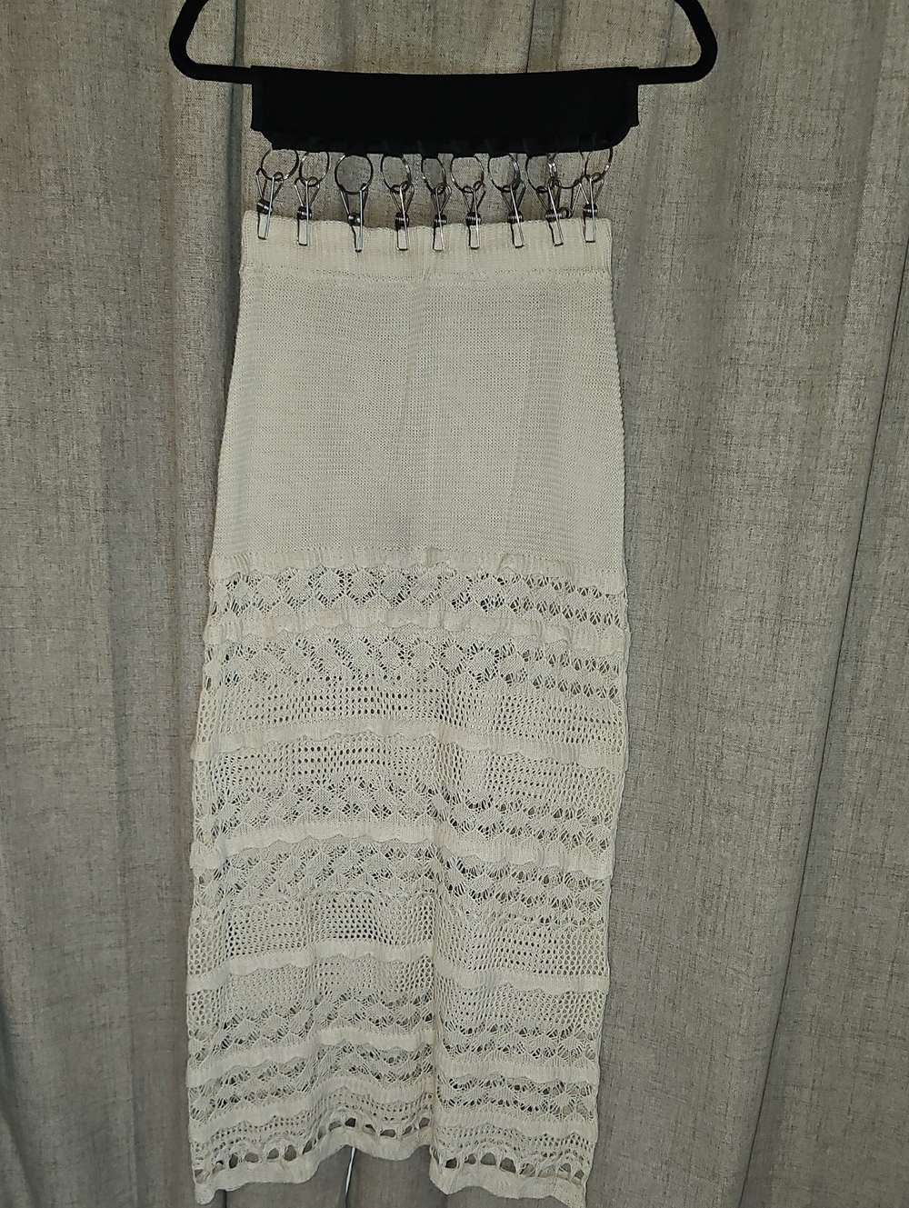 White Crochet Bikini Cover Up Knit Maxi Skirt - Picture 2 of 3